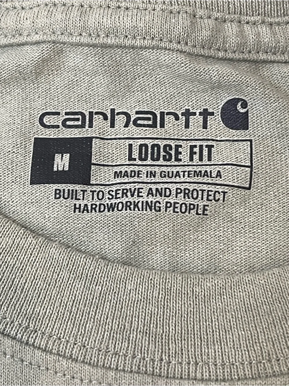Carhartt Loose Fit Short Sleeve T Shirt Sage Green Orange Chest Logo Medium